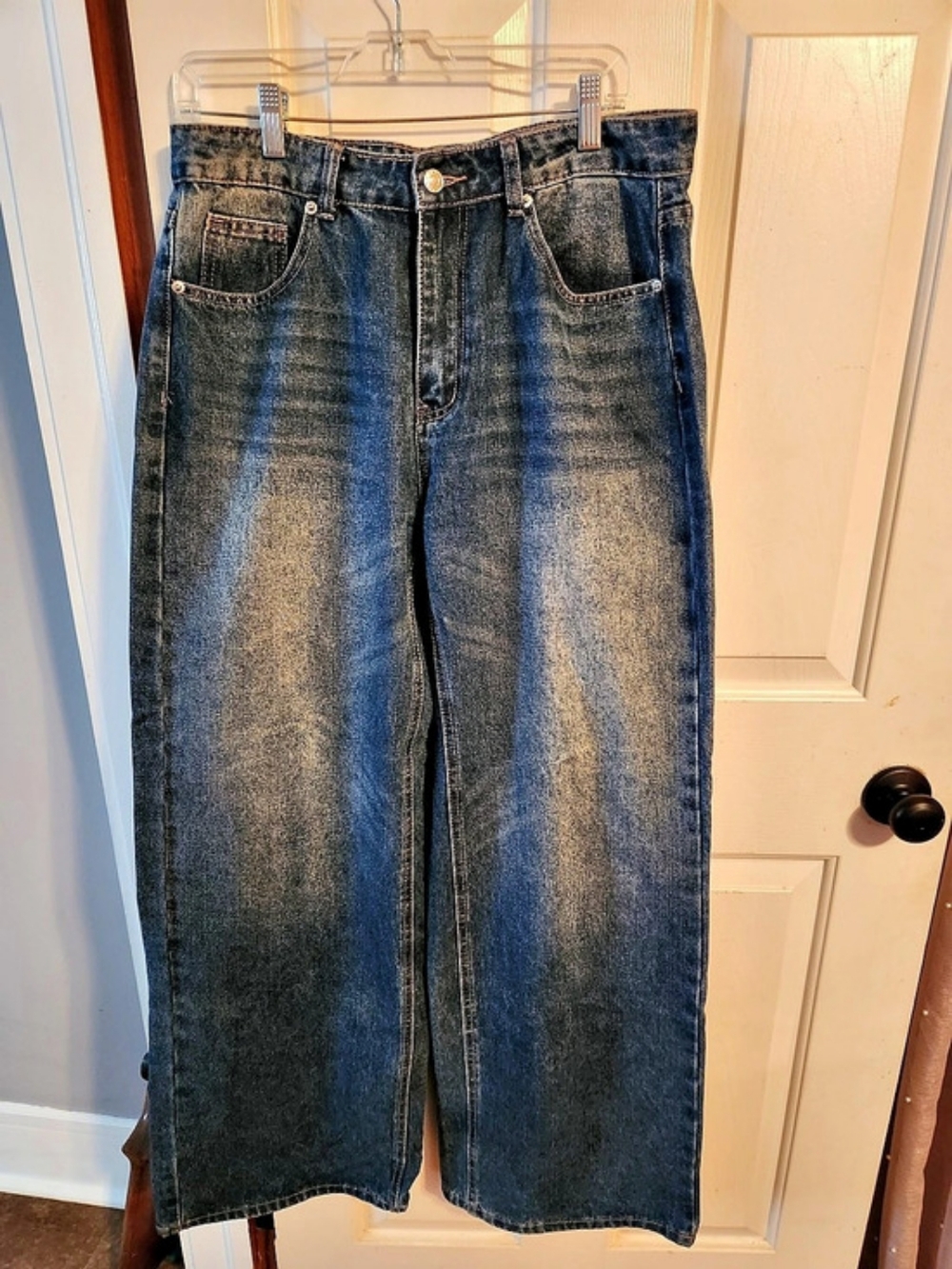 SHEIN Wide Leg Jeans in Blue Waist 32